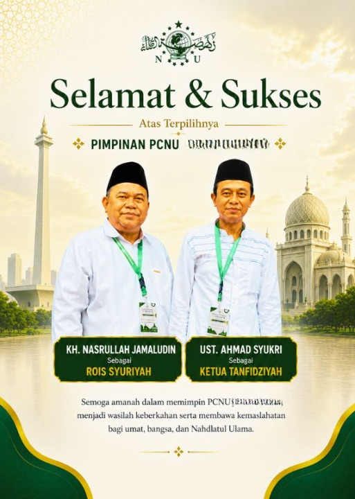 PCNU  Pengurus Cabang Kabupaten Badung Rois Syuriyah KH Nasrullah Jamaludin dan Ketua Tanfidziyah Ust Ahmad Syukri